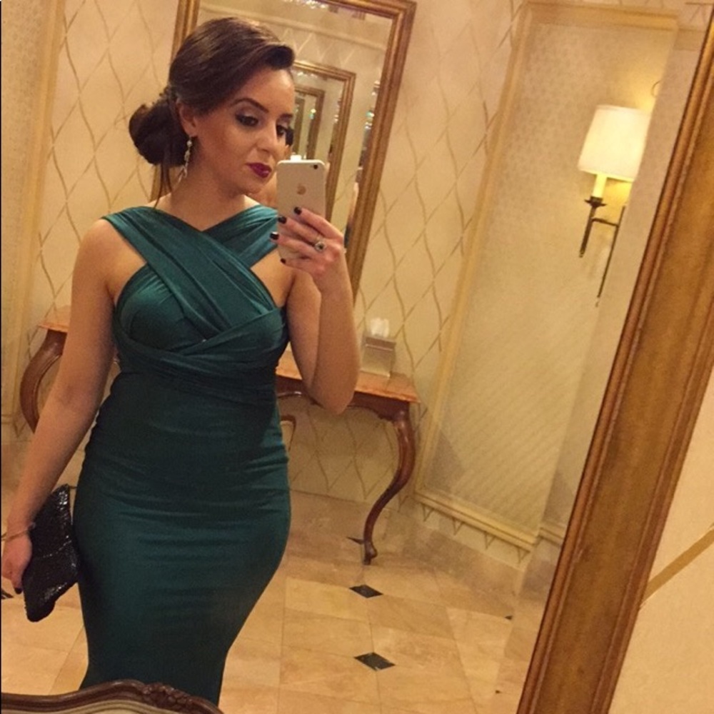 Multi-way emerald green gown